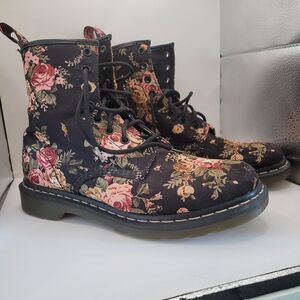 Dr. Martens Black Floral Combat Boots